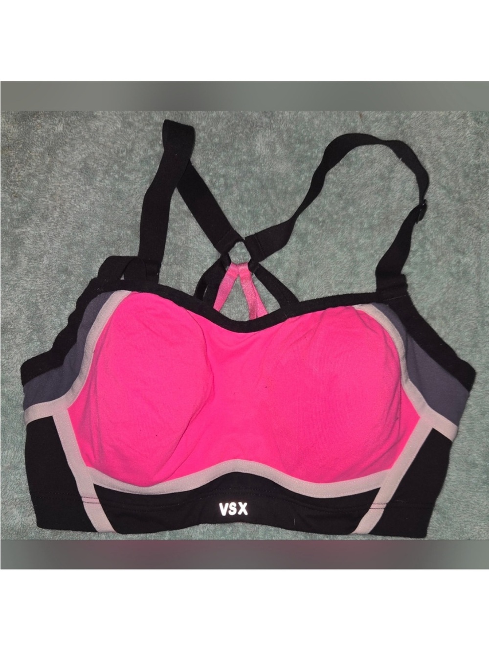 VSX Hot Pink, Black & Gray High-Support Sports Bra Size 32DD